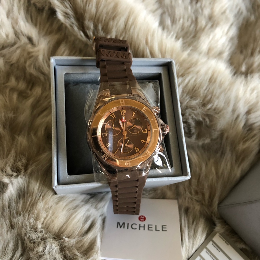 Michele Tahitian Rose Gold Chocolate Jelly Watch